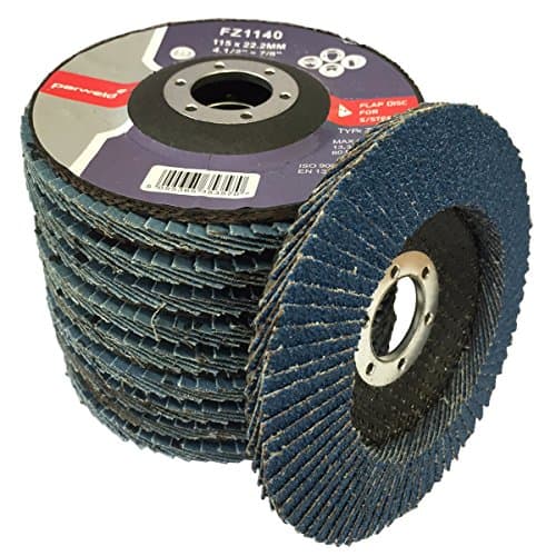 Image of (PACK OF 10) Parweld 115mm Zirconium Flap discs 60 Grit (Medium) for sanding cleaning stainless & mild steel