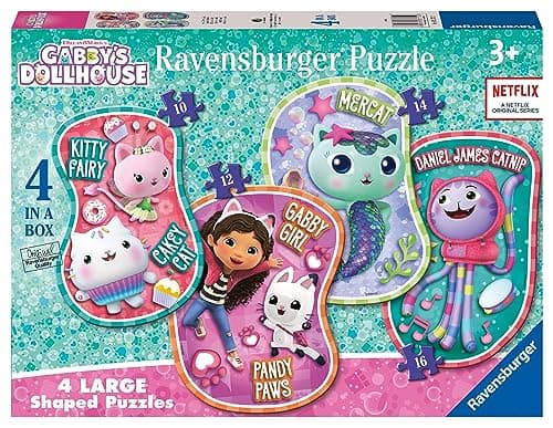 Image of Ravensburger Gabby's Dollhouse 4 Large Shaped Jigsaw Puzzles for Kids Age 3 Years Up (10, 12, 14, 16 Pieces)