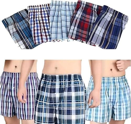 Image of 6 Pack Cotton Woven Boxer Shorts for Mens, Soft Breathable Loose Fit Underwear for Everyday Comfort Lightweight Classic Boxers, Assorted Colors (33, 35'')