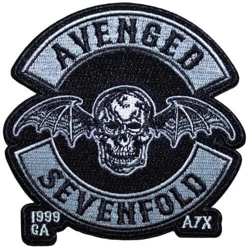Image of Rock Off officially licensed products Avenged Sevenfold Deathbat Crest Cut-Out Woven Patch One Size
