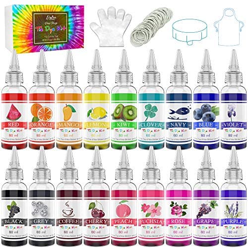 Image of Tie Dye Kit 18 Colours – Vivid Permanent Textile Paint for Children and Adults, DIY Clothing Painting Fabric – Textile Dye and Powder Graffiti Dye for Shirt, T-Shirts, Hoodie, Party