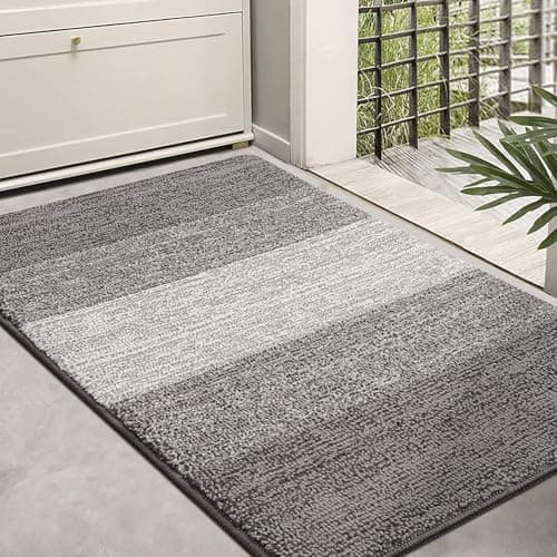 Image of Homaxy Door Mats Indoor, Machine Washable Soft Doormats, Dirt Trapper Super Absorbent Entrance Rug, Non-slip Floor Mats For Inside, Front Back Door, Pets and Dogs (60 X 90 cm, Light Grey)