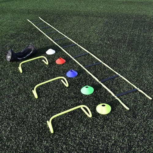 Image of Precision Coach Training Set, Complete Speed Pack, Agility Training Kit, Includes Ladder, Hurdles, Markers, Carry Bag, for Football, Rugby, Fitness Drills