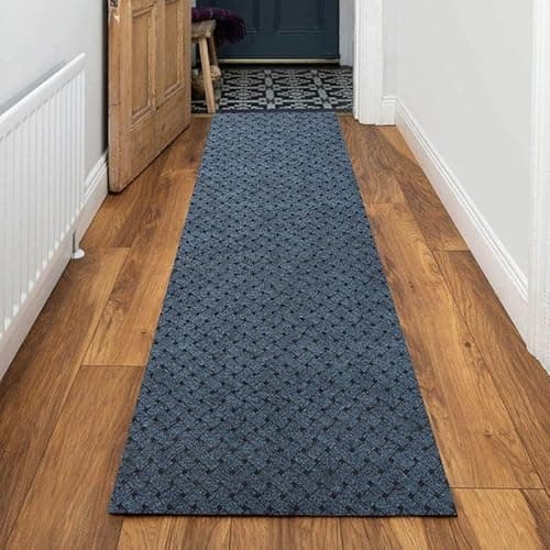 Image of eXtreme Carpet Runner for Hallways, Kitchen, & Living Room | Sturdy, Washable, & Lightweight Custom Length Narrow Rug Runner | Non-Slip Rubber Backed 66cm Wide x 152cm Long Runner - Vectra Blue