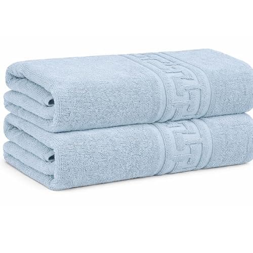 Image of DTEX HOMES 2 Large Bath Sheets Towel Sets Highly Absorbent, Quick Dry Bath Sheets 90 x 140 cm 100% Cotton 600 GSM Bath Towels Large Bath Sheet, Duckegg