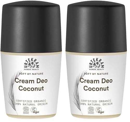Image of Urtekram Cream Deo Coconut – 50 ml – Natural Deodorant with Organic Coconut Oil & Hyaluronic Acid, Certified Natural Cosmetics, Vegan & Gentle on Sensitive Skin (Pack of 2)