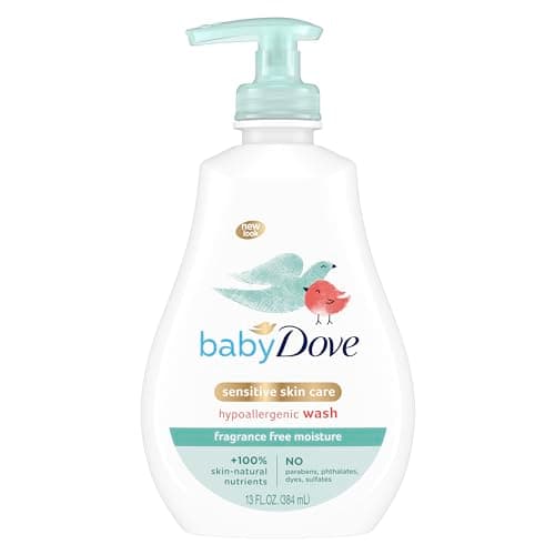 Image of Baby Dove Sensitive Skin Care Baby Wash For Baby Bath Time Fragrance Free Moisture Fragrance Free and Hypoallergenic, Washes Away Bacteria 13 oz