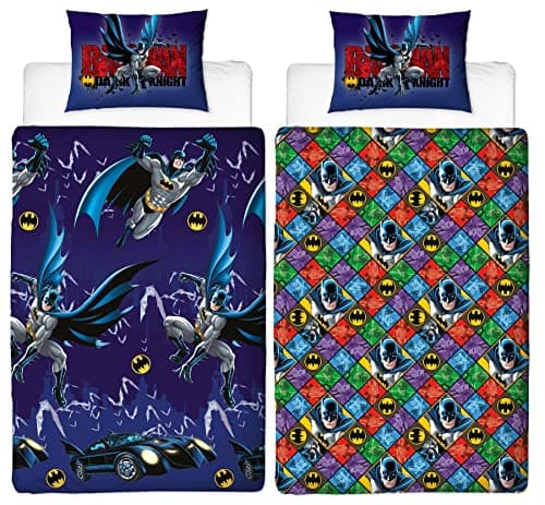 Image of Batman Single Duvet Cover - Dark Knight Design - Officially Licensed Reversible Bedding set with matching Pillowcase