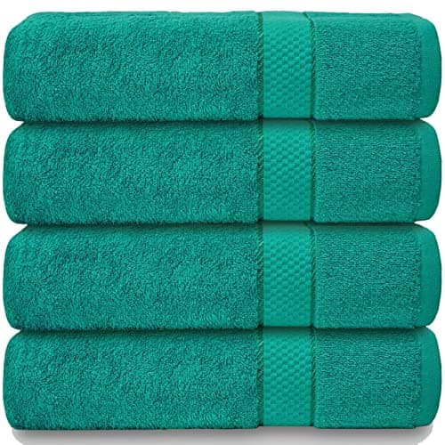 Image of Casabella Pack of 2 Large Jumbo Bath Sheets 100% Egyptian Combed Cotton Big Beautiful Towels (2 Bath Sheet, Jade Green) (2 Bath Sheet, Jade Green)