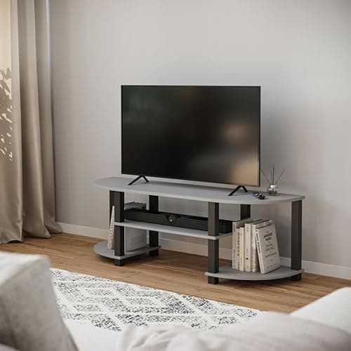 Image of URBNLIVING Wide TV Unit Stand, Modern S-Tube Entertainment Centre with Spacious Storage, Ideal for Living Room Bedroom, Durable MDF Construction, Multiple Finish Options
