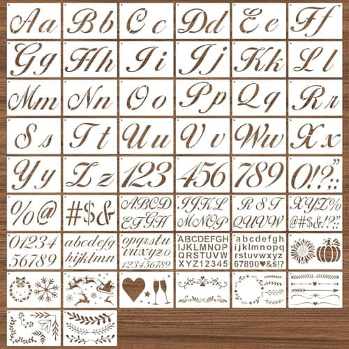Image of 50Pcs Letter Stencils for Crafts Reusable Alphabet Stencil Plastic Number Alphabet Symbol Templates Letter Stencils for Painting Wood DIY Crafts Bullet Journal Scrapbooking Signs Wall Art