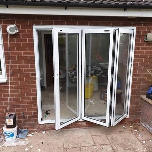 Image of Aluminium Bifold Doors | 3 Panels Folding Left or Right | 2400mm Wide x 2100mm high | T2 (Without Blinds, White)