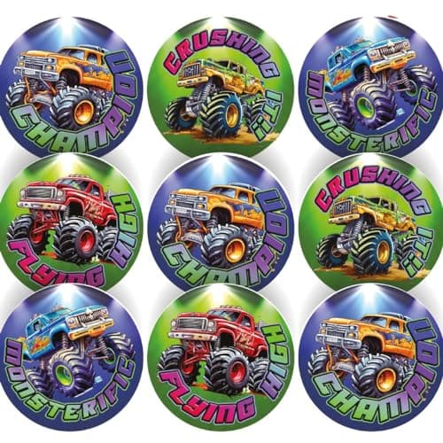 Image of 144 Monster Truck Children's Reward Stickers - 30mm - Teacher Parents School