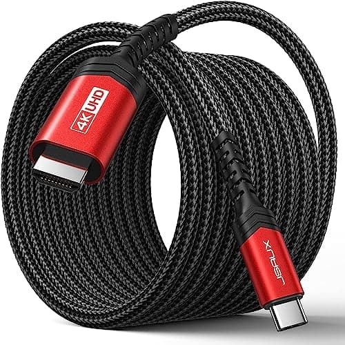 Image of JSAUX USB C to HDMI Cable 3M【4K@60Hz】 USB 3.1 Type-C to HDMI 2.0 Cable for Home Office, (Thunderbolt 3/4 Compatible) with Galaxy S8 to S22, MacBook Pro/Air, iPad Pro, iMac, Mac Mini -Red
