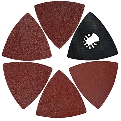 Image of XXGO 51 Pcs 3-1/8 Inch Triangle Hook & Loop 60/80/100/120/240 Grits Oscillating Multi Tool Abrasive Sandpaper and Triangle Multitool Sanding Pads Kits XG5106U