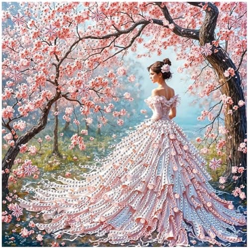 Image of Sanjee Woman Diamond Painting Kits, 5D Special Shape Diamond Art Kits Landscape for Adults, Crystal Rhinestones Art Craft for Beginners DIY Home Wall Decor Gift, 12 × 12 Inches