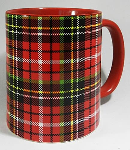 Image of Half a Donkey Traditional Red Scottish Tartan Ceramic Mug with Glazed Red Handle and Inner 310ml (11oz)