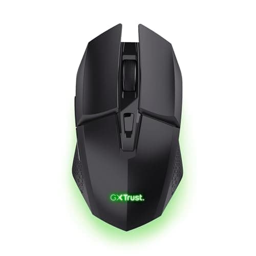 Image of GXTrust 1108 Vylax Rechargeable Wireless Gaming Mouse, 80h Playtime, 800-4800 DPI, Multicolour LED Lighting, Storable USB Micro Receiver, 6 Buttons, RGB Computer Mouse for PC Laptop Windows, Black