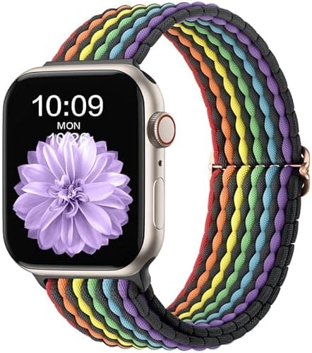 Image of CeMiKa Braided Solo Loop Straps Compatible with Apple Watch Strap 38mm 40mm 41mm 42mm, Stretchy Straps Elastic Sport Band for Apple Watch SE/iWatch Series 11 10 9 8 7 6 5 4 SE Ultra 3 2 1, Women Men