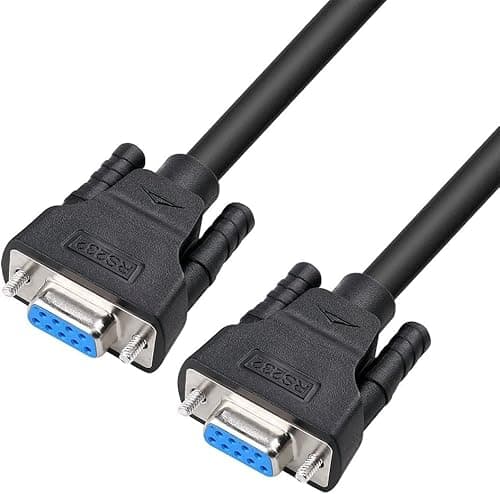 Image of DTECH 3M DB9 RS232 Serial Null Modem Cable Female to Female Full Handshaking 7 Wire Crossover for Data Communication