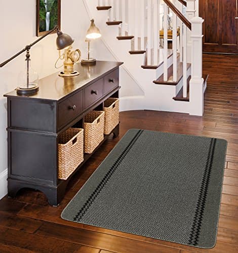 Image of William Armes 3803710 Dandy Kilkis Washable Kitchen Rug, 150 cm Length x 100 cm Width, Polypropylene, Charcoal Grey, 150x100