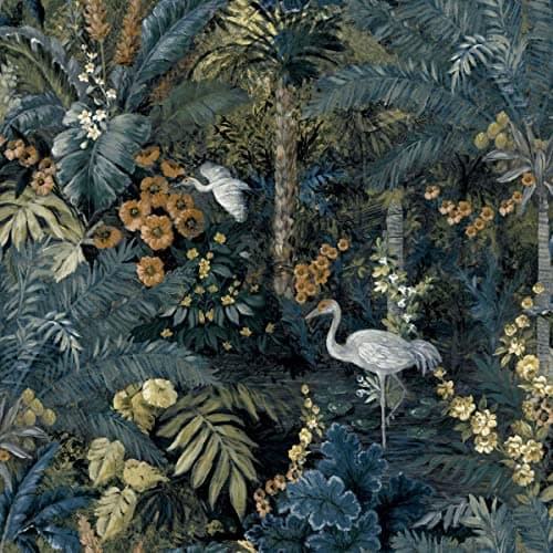 Image of Holden Decor Outside in Jungle Paradise Navy Wallpaper 13180 - Cranes Tropical
