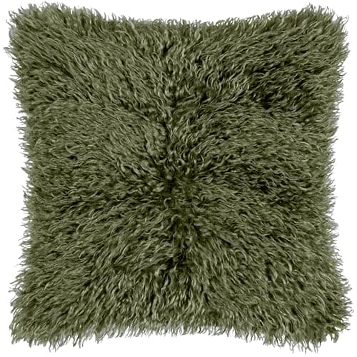 Image of furn. Rowan Cushion Cover – Soft Faux Fur Mongolian Style Decorative Cushion with Velvet Reverse (Khaki - 50x50cm)