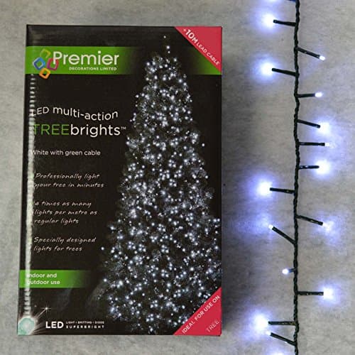 Image of 1,000 LED (25 meters of Lit Length) Premier TreeBrights Cluster Christmas-Tree Lights in Cool White