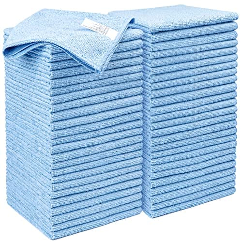 Image of AIDEA Microfibre Cloth,Lint Free Reusable Cleaning Cloths,Highly Absorbent Streak Free Washable Cleaning Towels Rags Dish Cloth for House,Kitchen,Car,Motorbike,Windows 30 X 30 CM,Blue (Pack of 50)