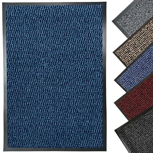 Image of LENAK Door Mats - Entrance Mat Barrier Hallway Runner Kitchen Rug, Non-Slip Dirt Trapper Rubber Back Washable Floor Mat, Dust Grabbing Indoor Outdoor Doormats (Blue, 40x60cm)