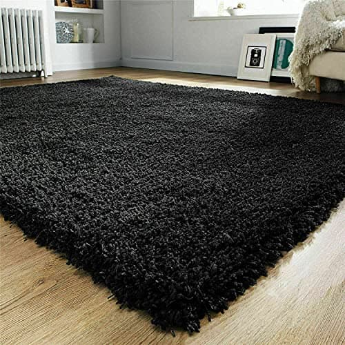 Image of PRIME PLUS EXTRA THICK HEAVY 5CM PILE SOFT SHAGGY RUGS MODERN AREA RUGS BEDROOM HALL RUGS (Black, 120 x 170cm)