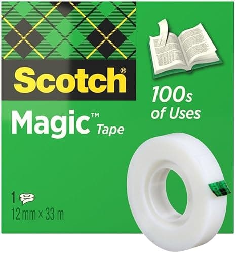 Image of Scotch Magic Tape, 1 Roll, 12 mm x 33 m - General Purpose Sticky Tape for Document Repair, Labelling & Sealing