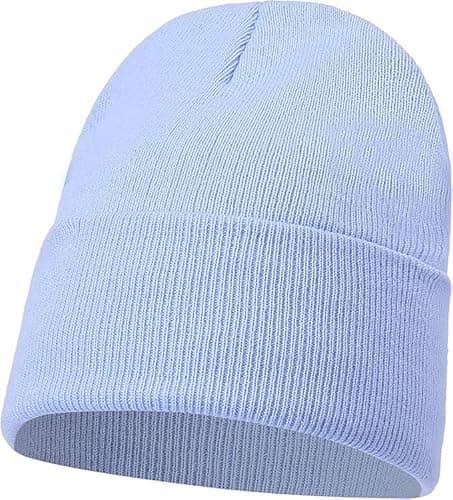 Image of COSHAL® Womens Beanie Knitted Hat Classic Cuffed Beanie - Soft Warm and Stylish Hat Thermal Wooly Skull Cap Winter Hat for Women Ladies Skull Cap Sky Blue