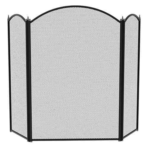 Image of Fire Vida Selby 3 Panel Fire Screen Spark Fire Guard, Metal, Black