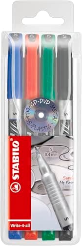 Image of STABILO Permanent Marker Write-4-all - Superfine - Wallet of 4 - Assorted Colours