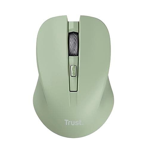 Image of Trust Mydo Silent Wireless Mouse, 82% Recycled Plastics, 1000-1800 DPI, Storable USB Receiver, RF 2.4GHz, For Left and Right Hand Users, Quiet Optical Computer Mouse for PC, Laptop, Mac - Green