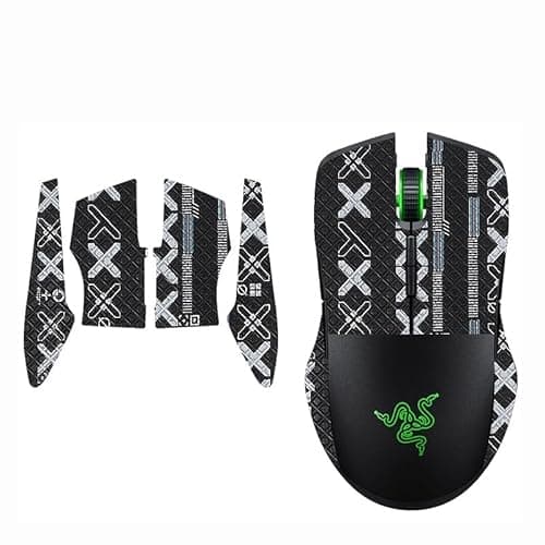 Image of Printed Full/Half Cover Mice Sticker Anti-Slip Mouse Sticker for Razer LANCEHEAD Tournament Edition Wired Gaming Mouse,Black White Half
