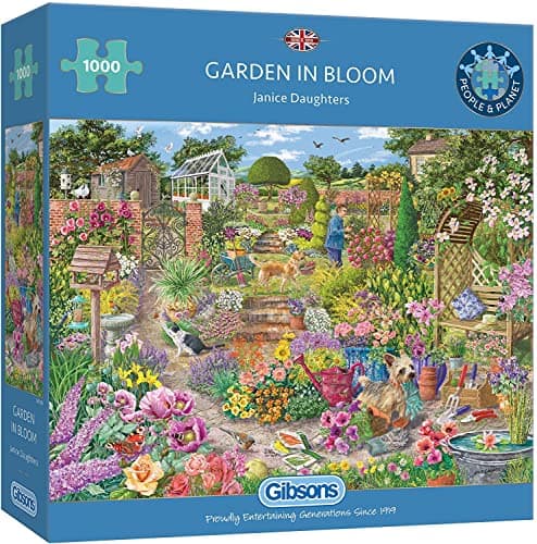 Image of Gibsons Garden in Bloom 1000 Piece Jigsaw Puzzle for Adults – Beautiful Summer Garden Scene by Janice Daughters – Relaxing Countryside – Premium Sustainable Puzzle Made in the UK/EU