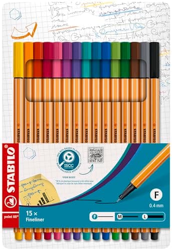 Image of STABILO point 88 - Fineliner - Pack of 15 - Assorted Colours