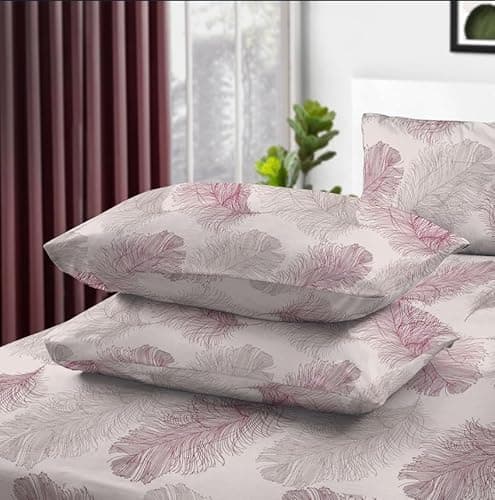 Image of Printed Floral Pillow Case Pack of 2-100% Egyptian Cotton 400 Thread Count Bed Pillowcase Pair Easy Care Machine Washable Soft & Breathable Luxury