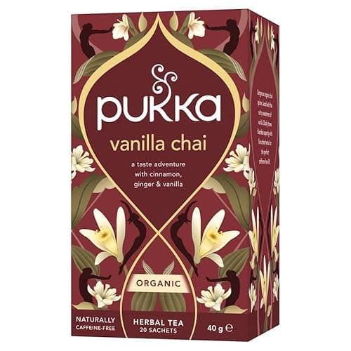 Image of Pukka Herbs | Vanilla Chai Organic Herbal Tea Box | Energising Infusion With Cinnamon, Cardamom, Ginger, Fennel | Perfect For Vitality | Caffeine Free | 20 Plant Based Biodegradable Tea Bags