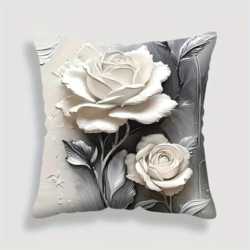 Image of PVOODIRE Floral Cushion Cover 45x45cm Short Plush - Throw Pillow Cover for Indoor Outdoor Patio Sage Green Living Room Accessories