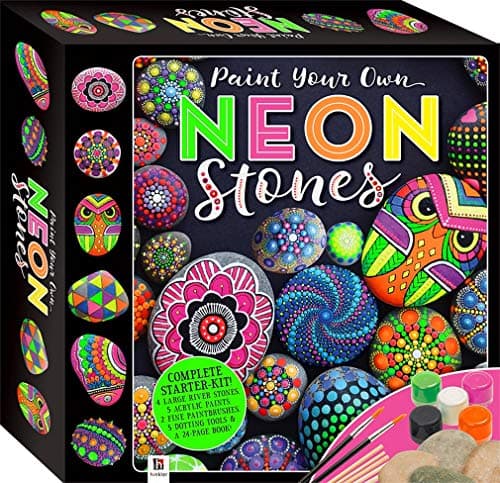 Image of Hinkler Paint Your Own Neon Stones Rock Painting Kit |Creative Kids Arts and Crafts | Art Projects Kits for Adults | Painting Sets
