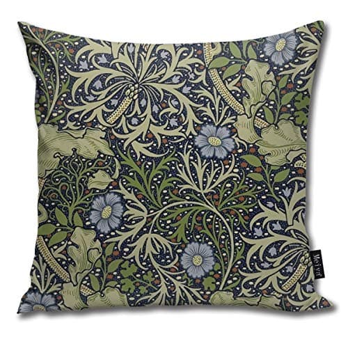 Image of Rasyko William Morris Seaweed Pattern Home Decorative Throw Pillow Case Cushion Cover for Gift Home Couch Bed Car 18X18inch