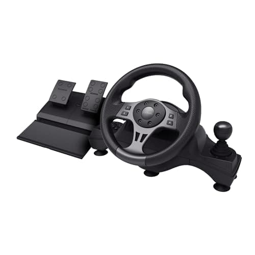 Image of Trust GXT 289 Steering Wheel for Gaming PC, Xbox Series X/S, PS4, Nintendo Switch, Racing Wheel with Pedals, Paddle Shifters, Gear Stick, Vibration Feedback, for Farming Simulator / F1 / Gran Turismo