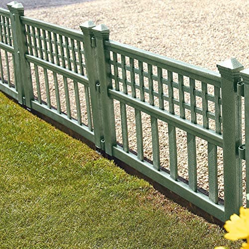 Image of Parkland® Green Plastic Fence Panels Garden Lawn Edging Plant Border Landscape (Pack of 4)