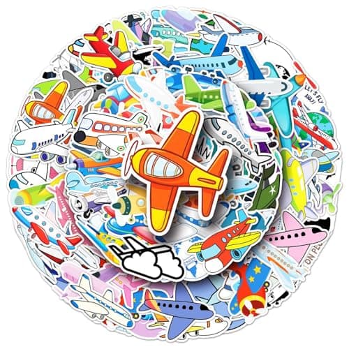 Image of Plane Stickers for Laptop (100 PCS),Gift for Children Teens Adults Girl Boys,Waterproof Stickers for Water Bottle,Airplane Aircraft Vinyl Stickers for Scrapbook,Skateboard,Bike,Phone,Dairy