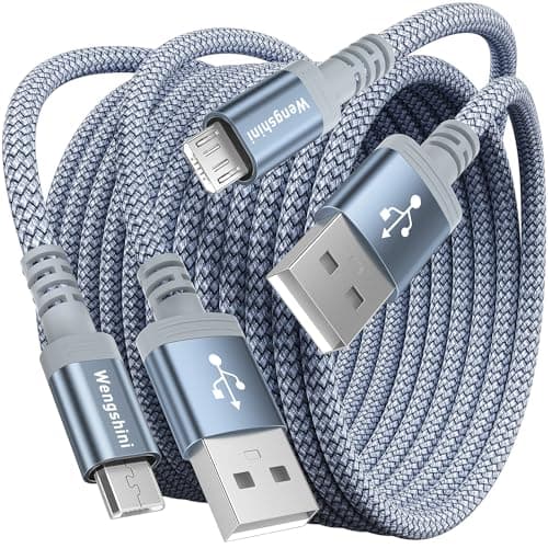 Image of Wengshini Micro USB Cable 3M 2Pack,Long Android Charger Cable Micro Charging Cable Braided for Samsung S7/S6/S5/J7 Edge,Note 5,PS4 Controller,Kindle Fire,Xbox One S/X Controller,HTC,etc