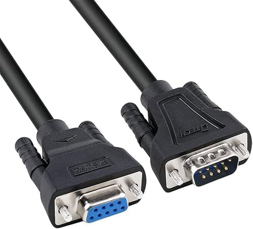 Image of DTECH 5m DB9 RS232 Serial Cable Male to Female Computer Monitor Cable 9 Pin Null Modem Extension Cord for PC Data Communication -Black