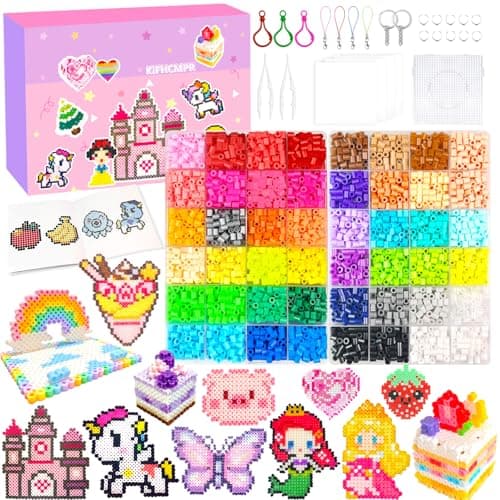 Image of 48 Colors-5mm Fuse Beads Kit for Kids with Pegboard,Ironing Papers and Accessories,Beads 2 Boxes,Home School Arts and Crafts,Art Decorations for Room,Christmas Birthday Gift for Girls & Boys Age 5+